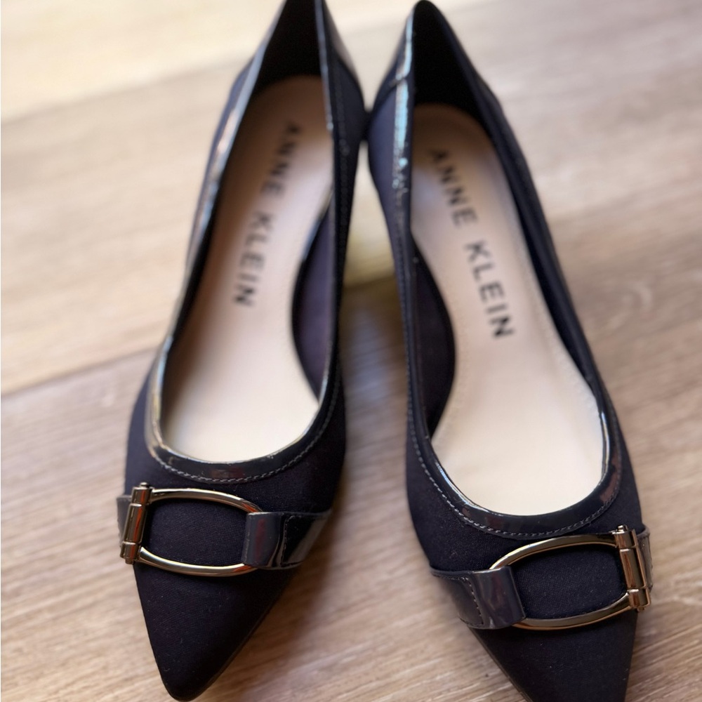 Anne Klein Black Heels with Gold Accent